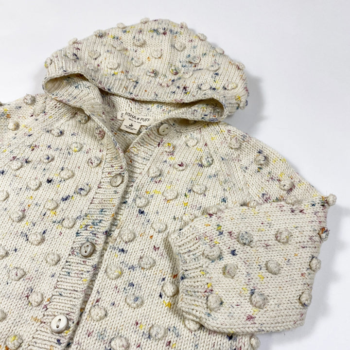 Misha & Puff Confetti Cake Popcorn handknit cardigan with hood 2-3Y