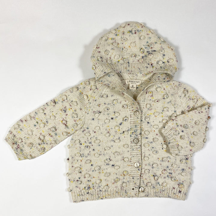 Misha & Puff Confetti Cake Popcorn handknit cardigan with hood 2-3Y