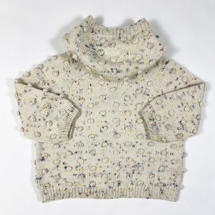 Misha & Puff Confetti Cake Popcorn handknit cardigan with hood 2-3Y