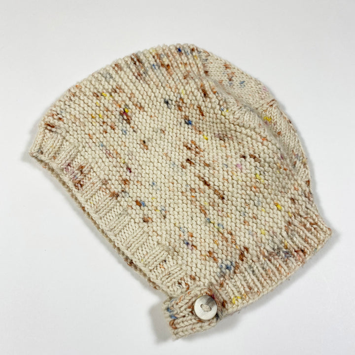 Misha & Puff cream Confetti Cake handknit bonnet 2-3Y