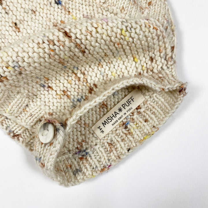 Misha & Puff cream Confetti Cake handknit bonnet 2-3Y