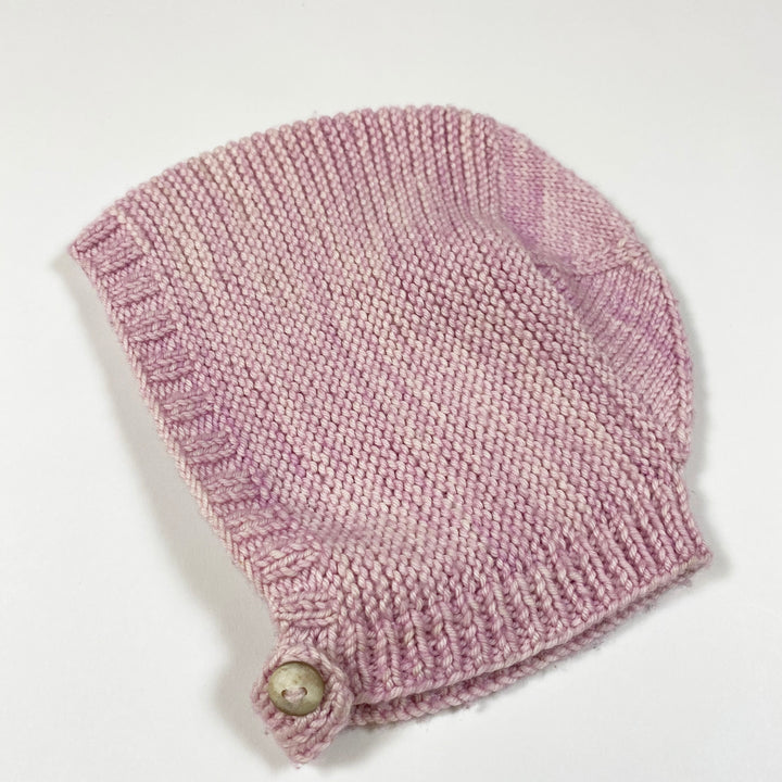 Misha & Puff pink handknit bonnet 2-4Y