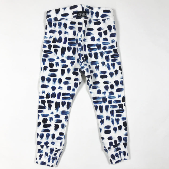 Monkind white sweatpants with blue brushstrokes 1-2Y