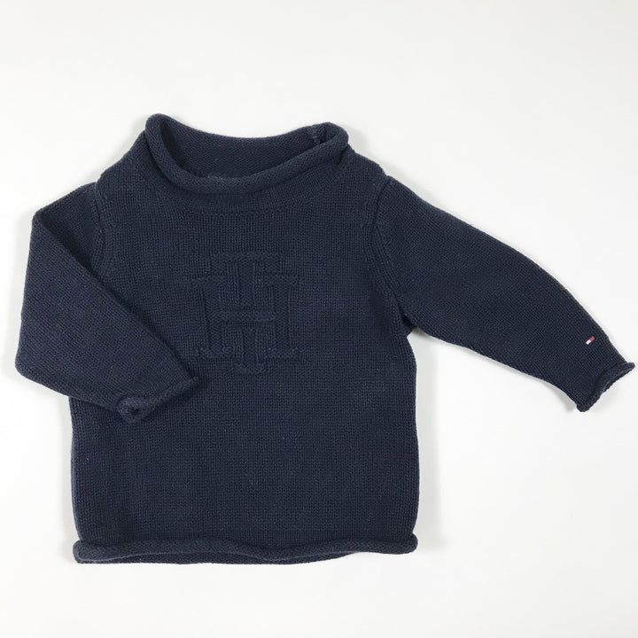 Tommy Hilfiger marineblauer Baumwoll-Strickpullover 6-9M