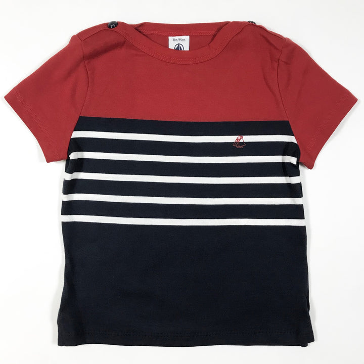 Petit Bateau red and blue striped t-shirt 36M/95