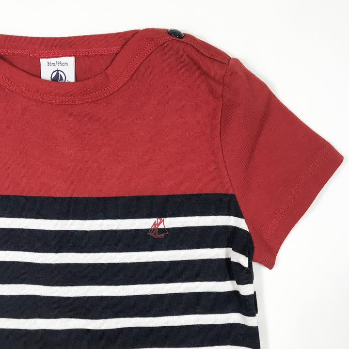 Petit Bateau red and blue striped t-shirt 36M/95