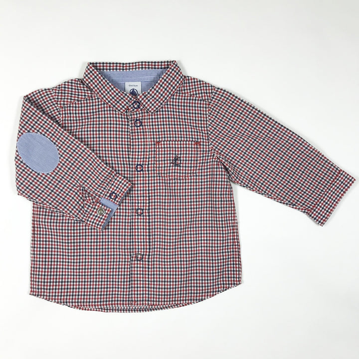 Petit Bateau red gingham shirt with elbow pads 12M/74