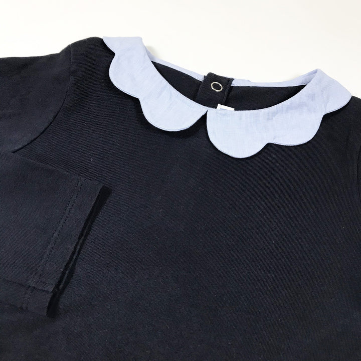 Jacadi navy long-sleeved t-shirt with scalloped collar 6A/116
