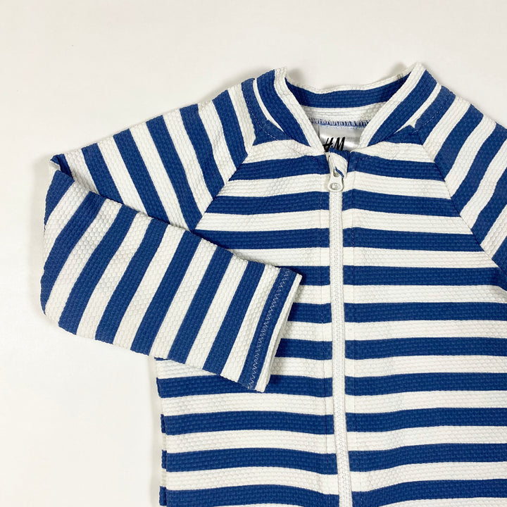 H&M blue stripe swimsuit 80/9-12M 2