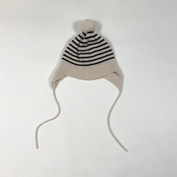 Fub black/off-white striped hat with pompon 74-80