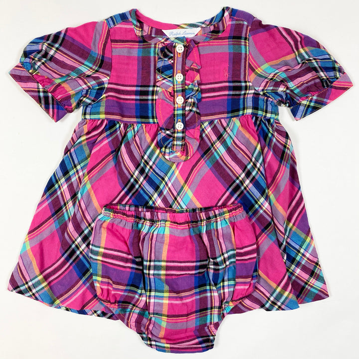 Ralph Lauren hot pink plaid short-sleeved dress and bloomer set diff. sizes