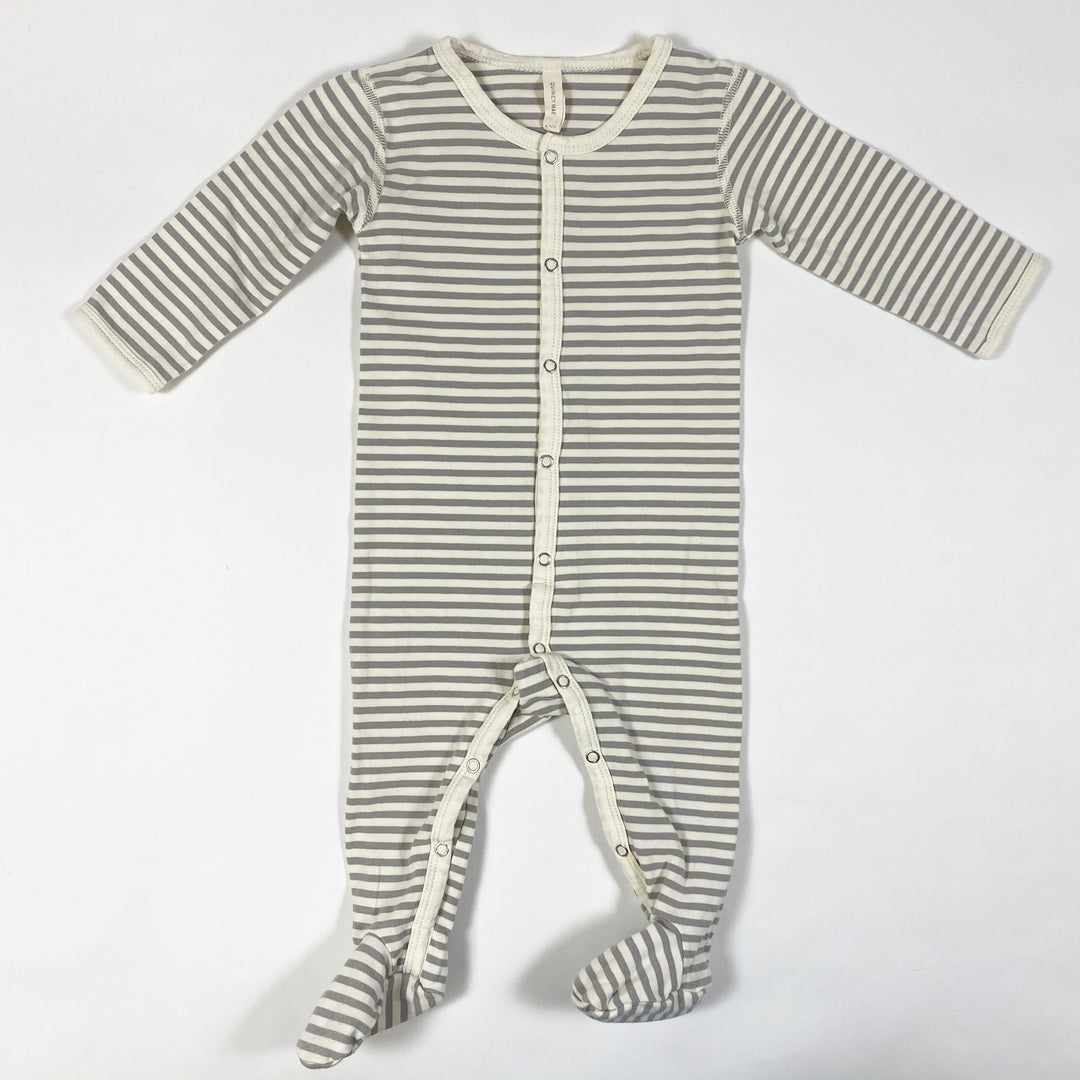 Quincy Mae ecru/grey striped pyjama with feet 6-12M