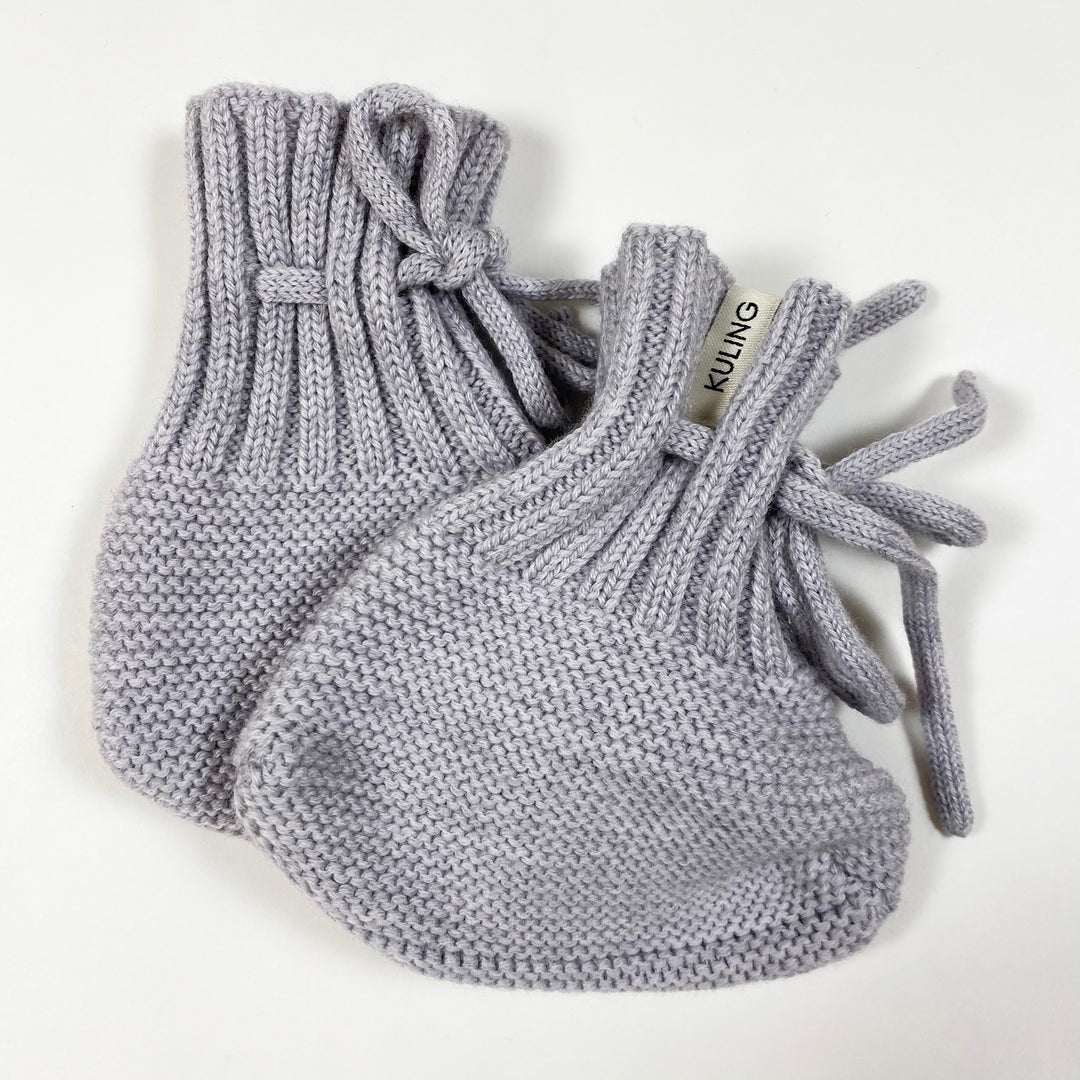 Kuling grey merino knit booties 12-24M