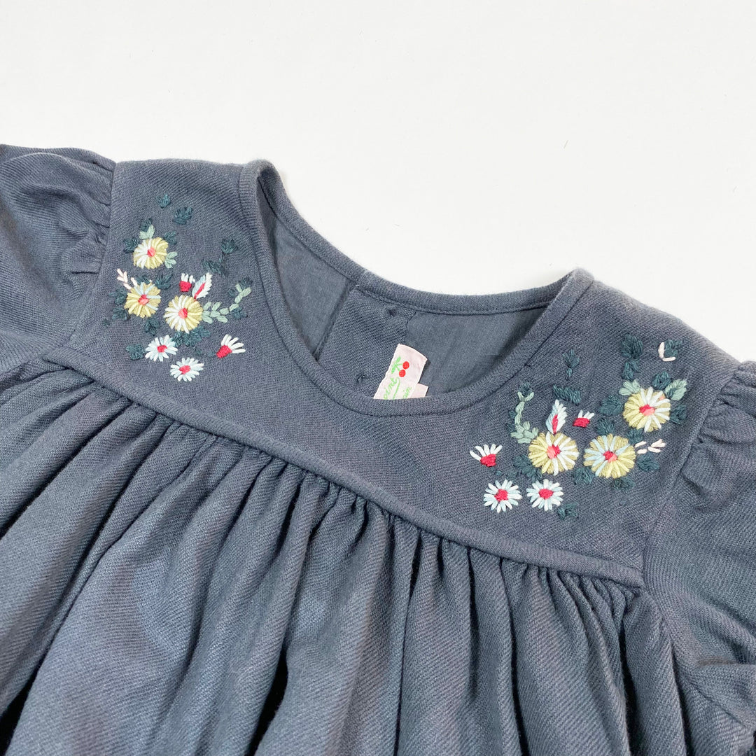 Bonpoint dark grey floral embroidered dress 6Y 2