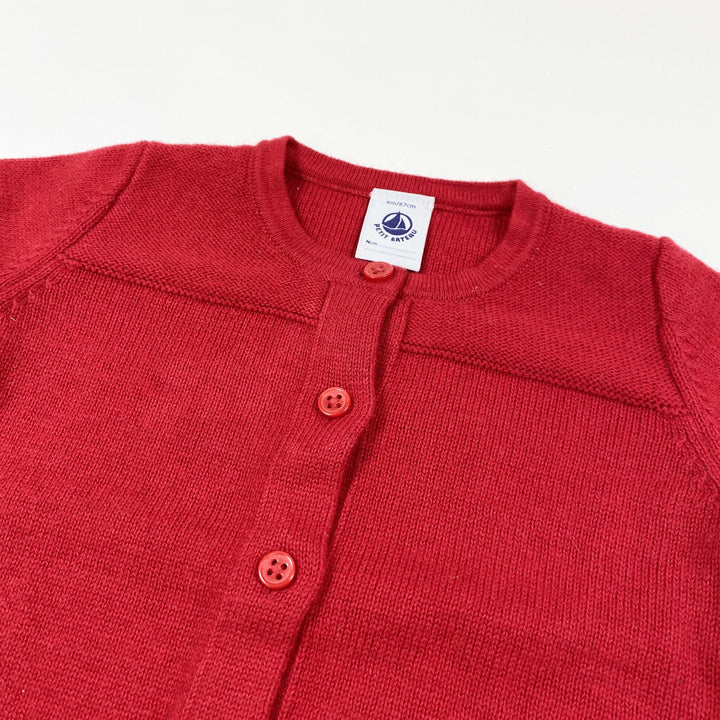 Petit Bateau red wool mix cardigan 6M/67