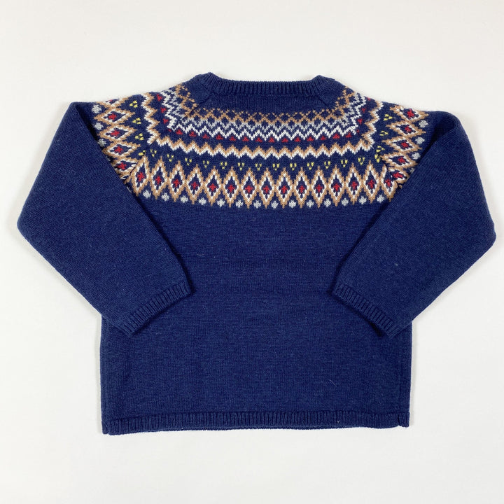 Tartine et Chocolat blue jacquard knit cashmere pullover 1A