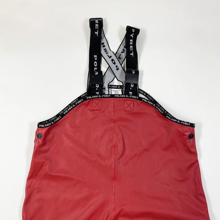 Polarn O. Pyret red rain trousers with suspenders and reflective stripes 1-2Y/86-92