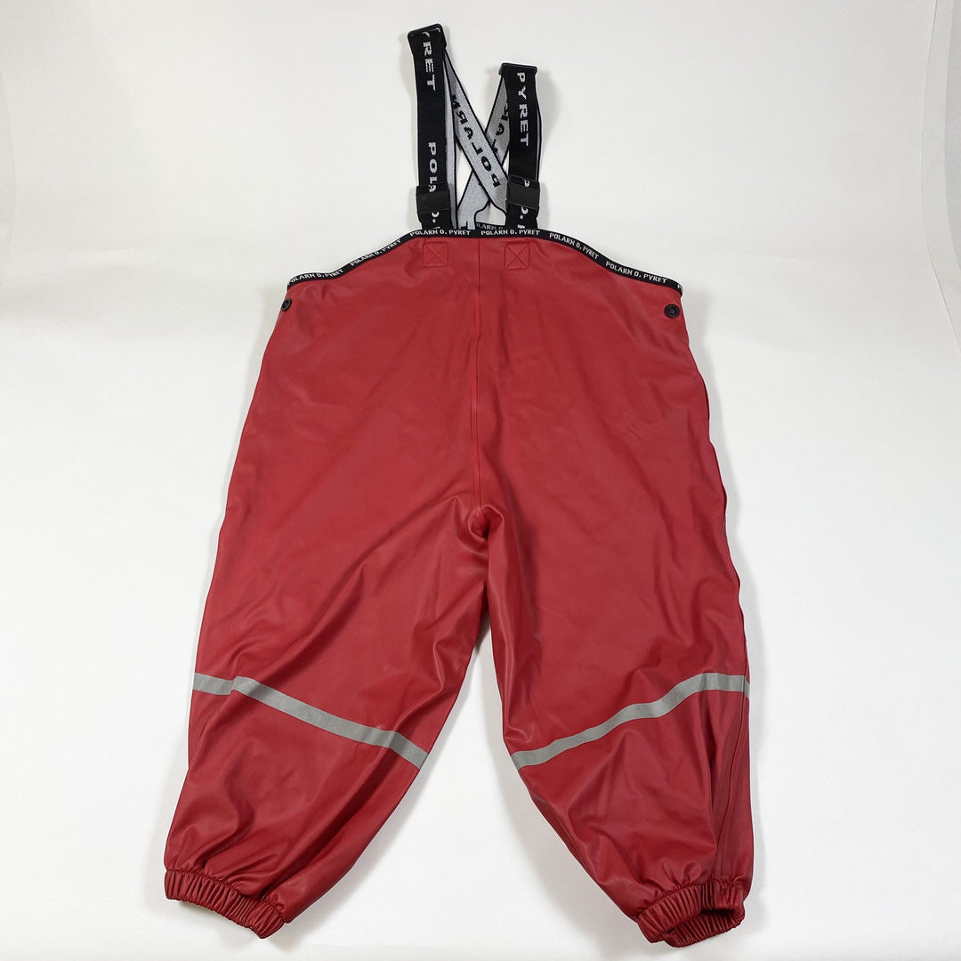 Polarn O. Pyret red rain trousers with suspenders and reflective stripes 1-2Y/86-92