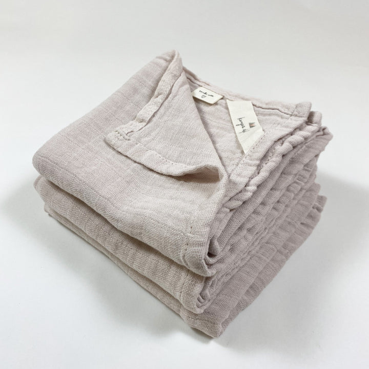 Konges Slojd pale rose muslin blanket set of 3 65x65cm