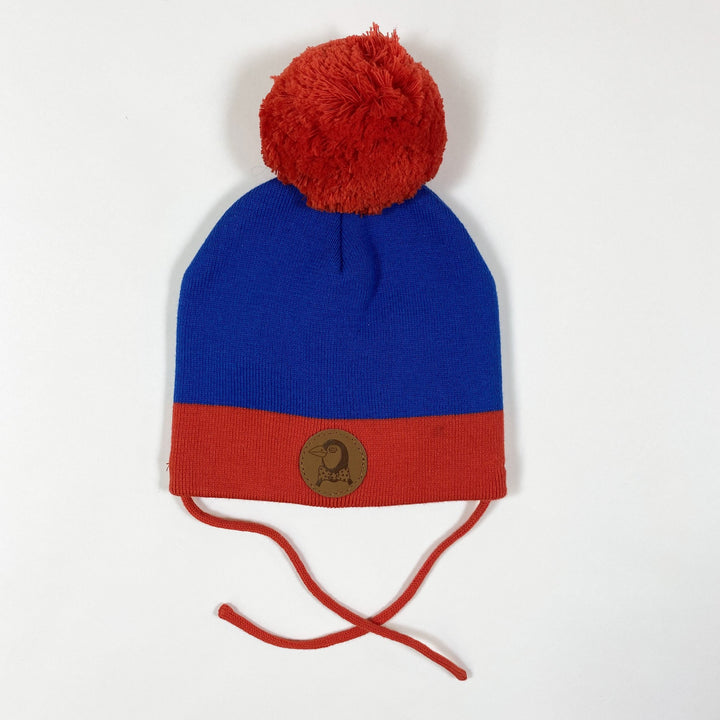Mini Rodini blue/red Block knit hat Second Season 3-9M