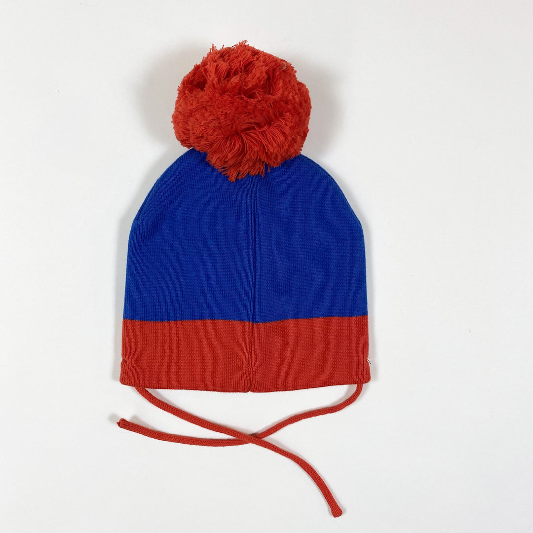 Mini Rodini blue/red Block knit hat Second Season 3-9M