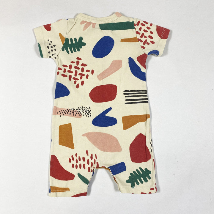 Bobo Choses ecru short-sleeved jumpsuit with colourful shapes print