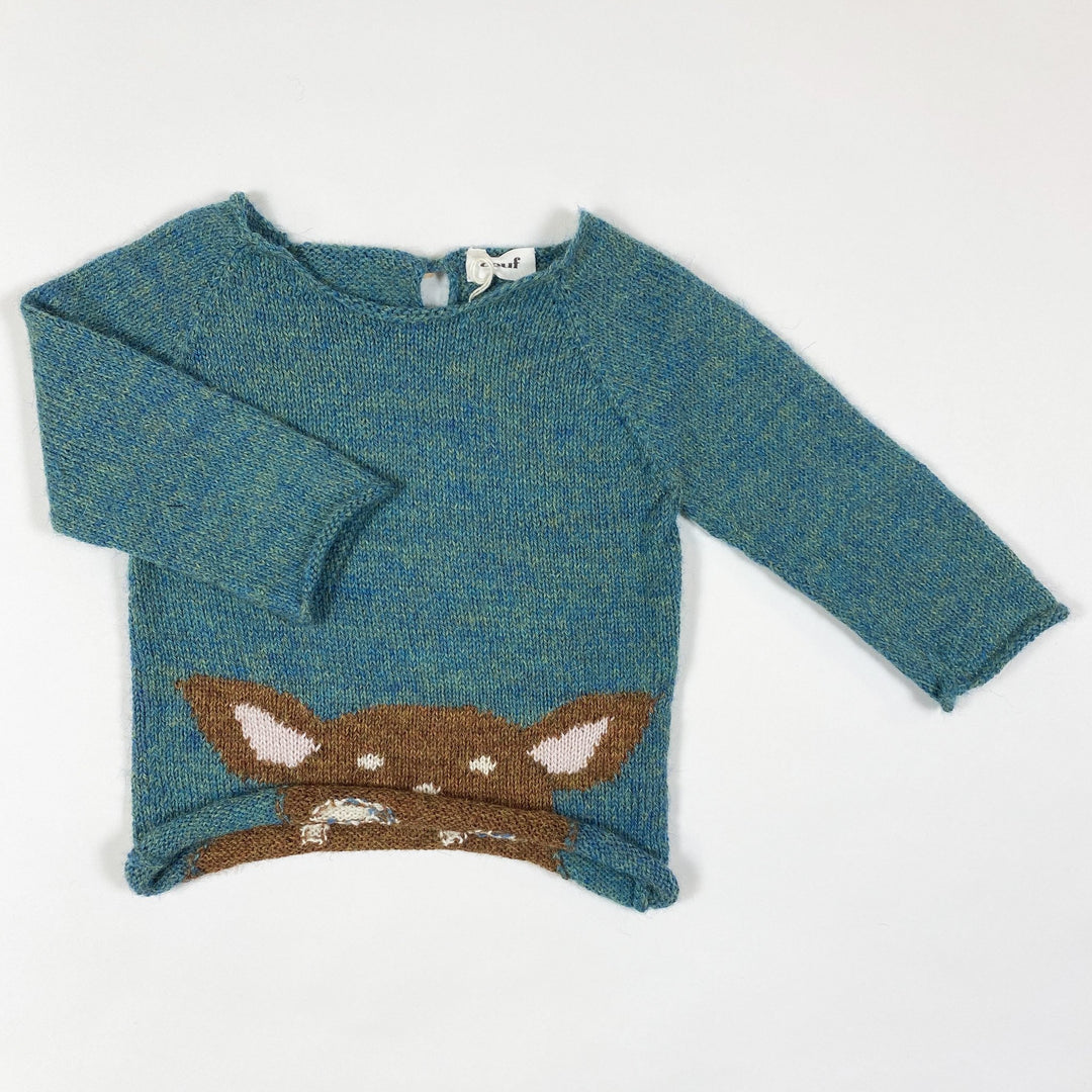 Oeuf NYC grüner Bambi-Strickpullover Second Season 6M