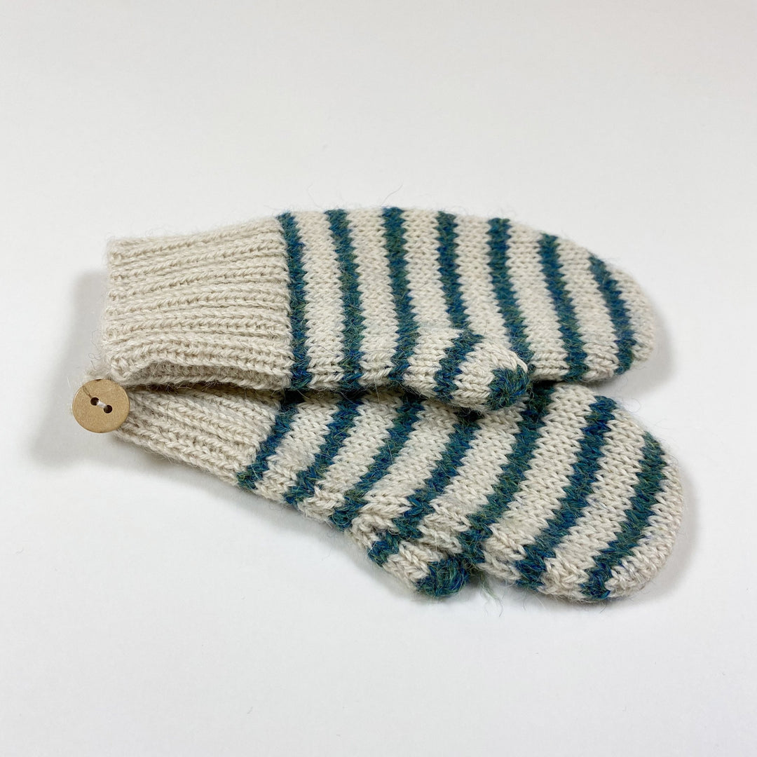 Oeuf NYC green striped knit mittens Second Season 0/6M