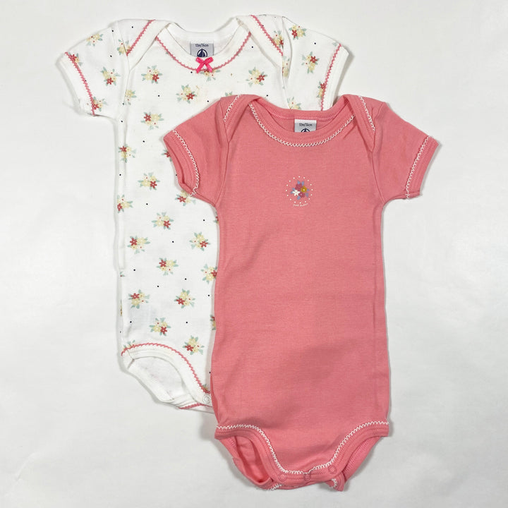 Petit Bateau pink pattern short-sleeved body set of 2 12M/74 1