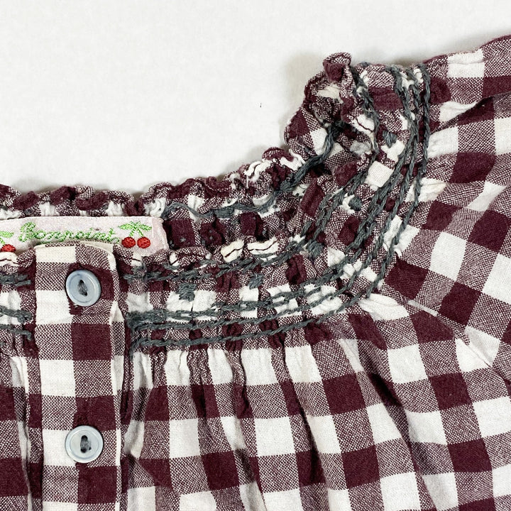 Bonpoint burgundy checked long-sleeved blouse 3Y