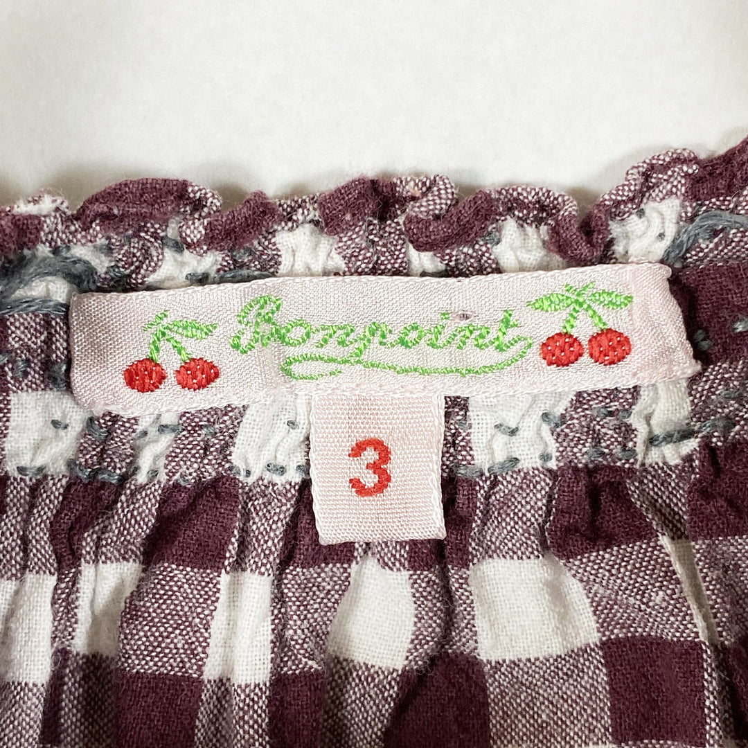 Bonpoint burgundy checked long-sleeved blouse 3Y