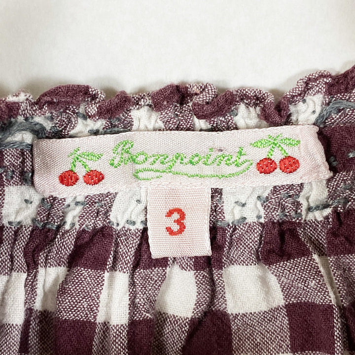 Bonpoint burgundy checked long-sleeved blouse 3Y
