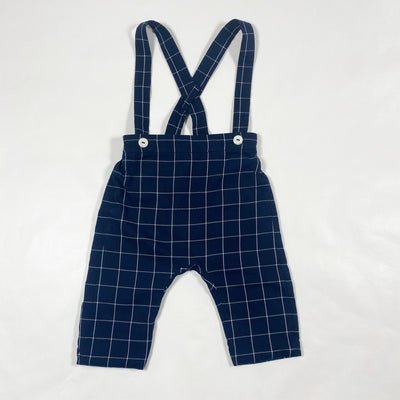 Jacadi navy checked pants with suspenders 12M/74 1
