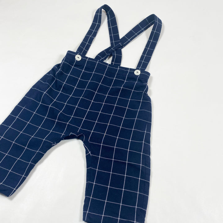 Jacadi navy checked pants with suspenders 12M/74 2
