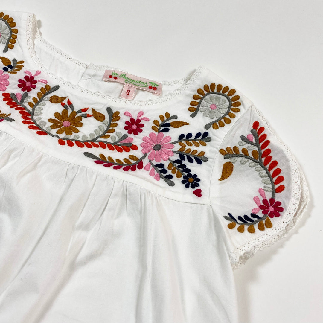 Bonpoint white short-sleeved floral embroidered blouse 6Y 2