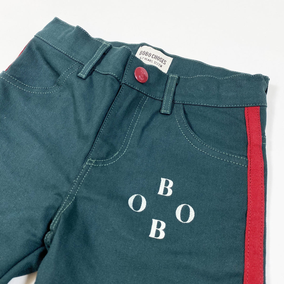 Bobo Choses green jeans with red stripe Second Season 6-7Y