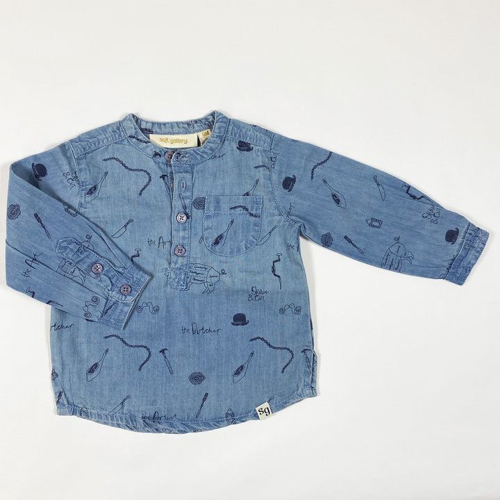 Soft Gallery blue print denim shirt Svend Second Season diff. sizes