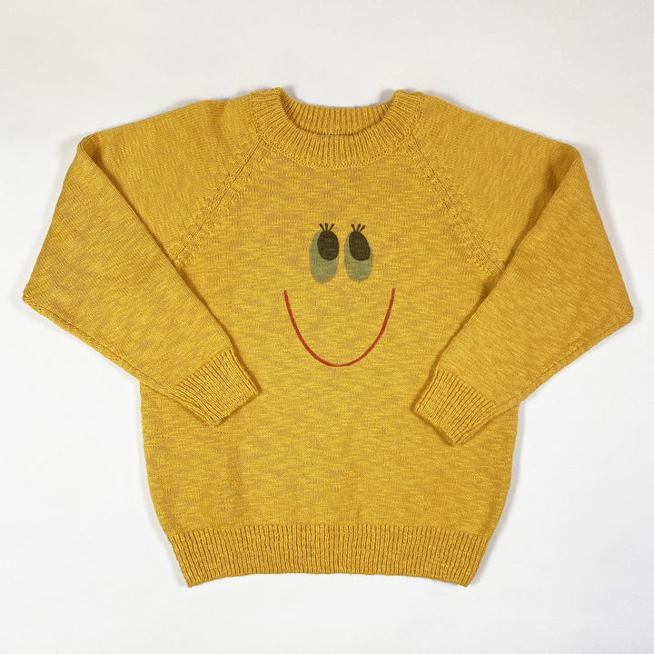 Jelly Mallow yellow Smile cotton knit sweater Second Season 4-5Y