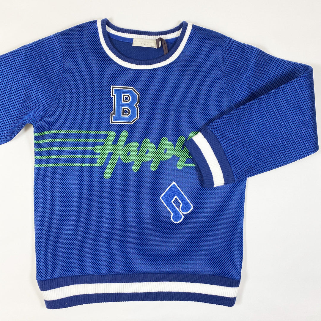 Stella McCartney Kids blauer Happy Pullover mit Aufnähern Second Season 10Y