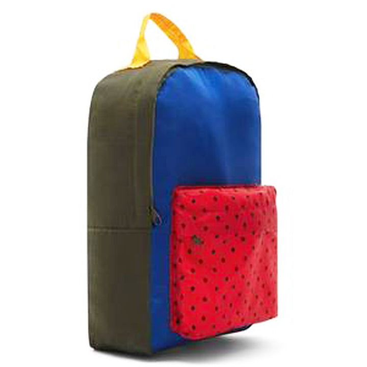 Bonton khaki/blue/red nylon patch backpack Second Season