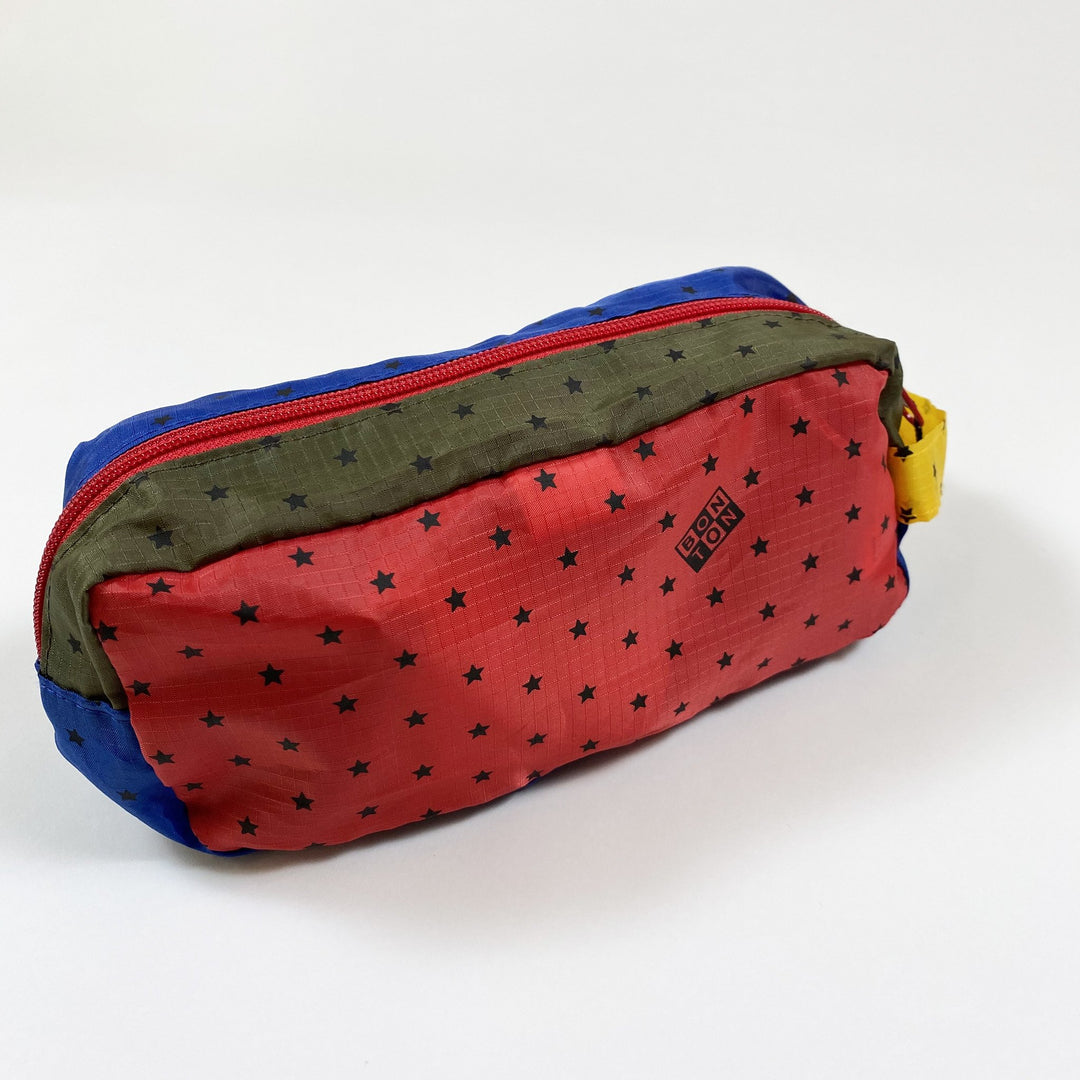 Bonton khaki/blue/red nylon patch pencil case Second Season