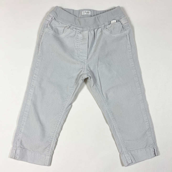 Il Gufo light grey/blue velour stretch trousers 18M