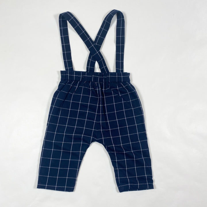 Jacadi navy checked pants with suspenders 12M/74 3
