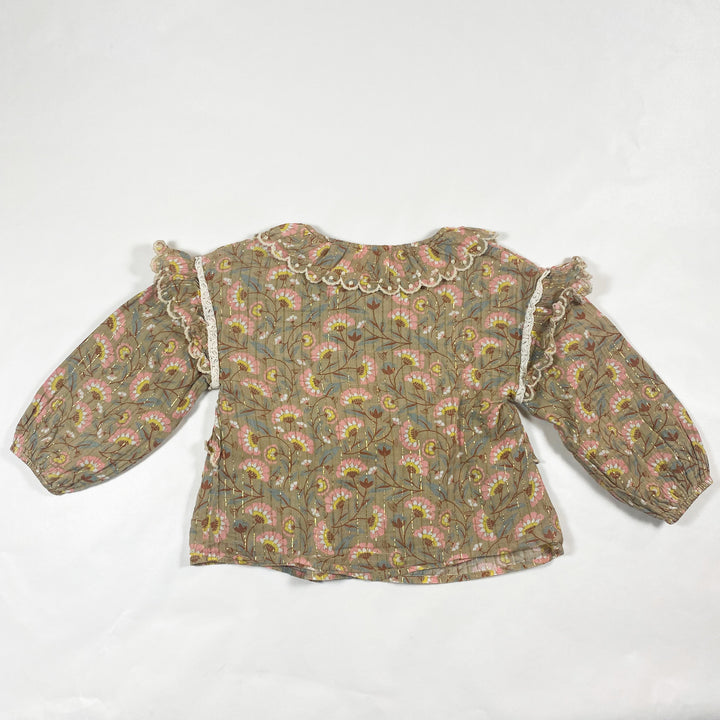 Louise Misha ecru floral blouse with tassels 6Y 4