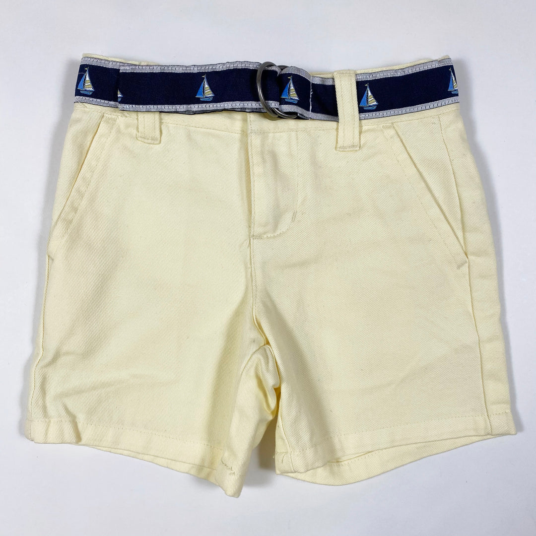 Janie and Jack pale lemon chino shorts with belt 6-12M