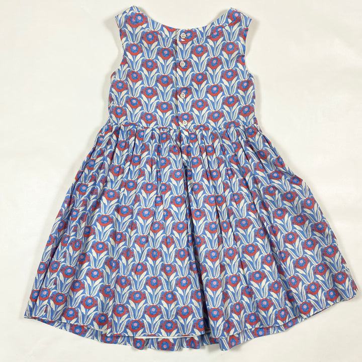 Bonpoint blue/red tulip print dress 4Y 3