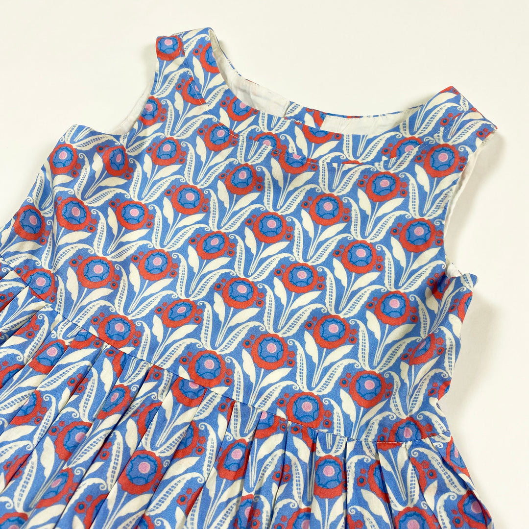 Bonpoint blue/red tulip print dress 4Y 2