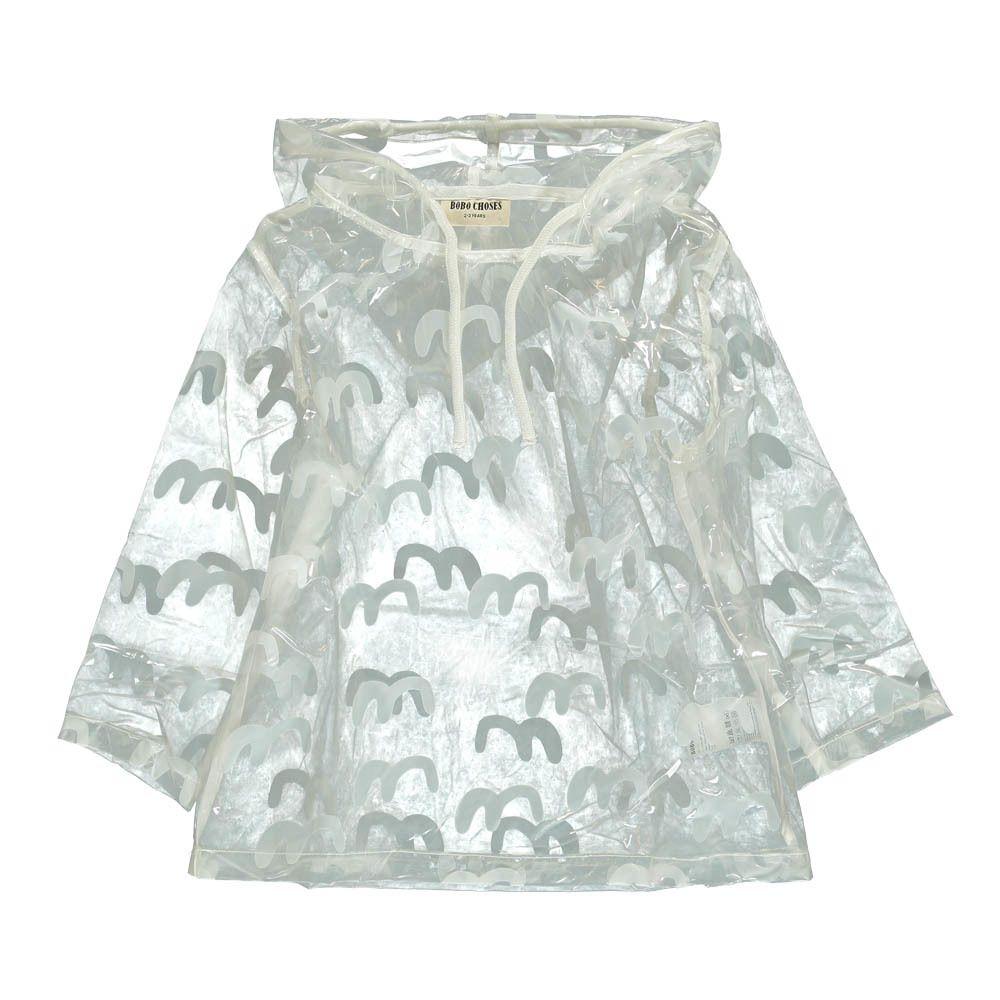 Bobo Choses transparent bird print rain jacket with hood Second Season diff. sizes