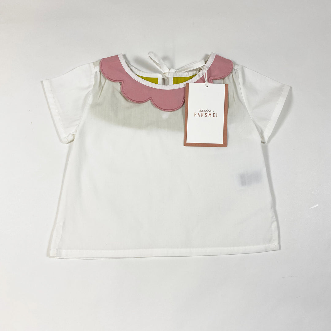 Atelier Parsmei ecrufarbene Bluse mit Blütenkragen 3Y