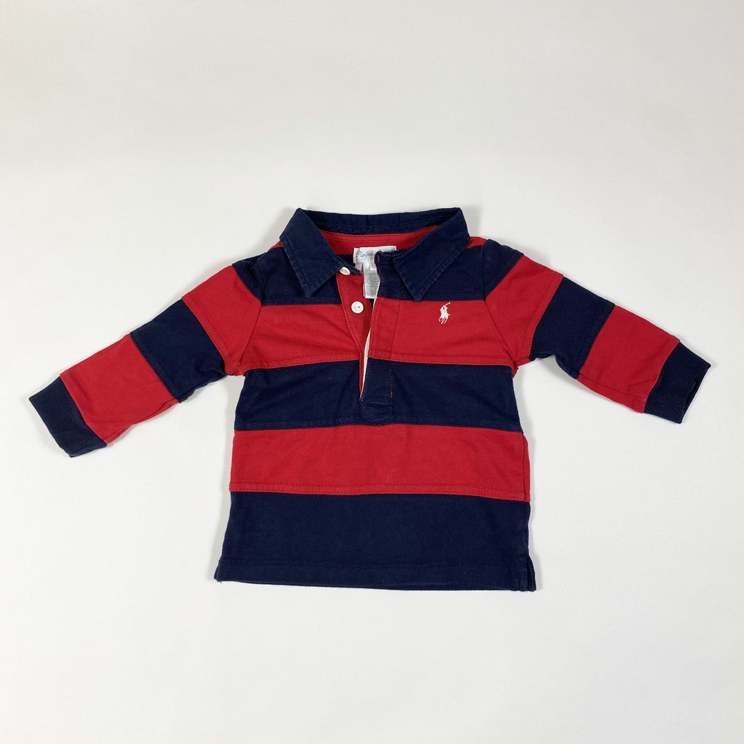 Ralph Lauren rotes und blaues langärmeliges Rugby-Shirt 9M